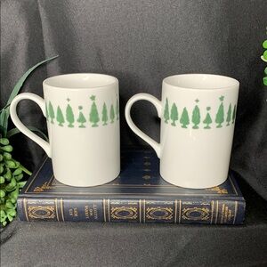 Set of 2 Crate & Barrel Christmas Tree mugs